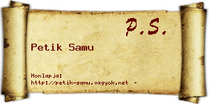 Petik Samu névjegykártya